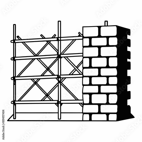 Black and white building blocks vector illustration icon