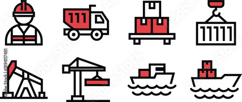 Icon Pack worker, infrastructure, building, engineering for Website, Applications and Digital Products