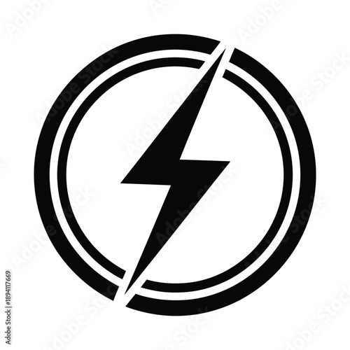 Black and white lightning bolt logo with circular design Free Download Black and white lightning bolt logo with circular design - GFXLoad