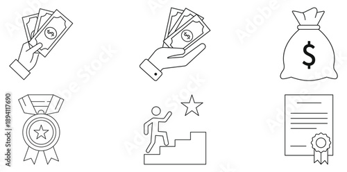 Financial Symbols: A collection of meticulously drawn financial symbols and imagery that capture the essence of wealth and success.