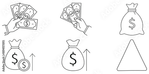 Financial transaction with money sign icon set
