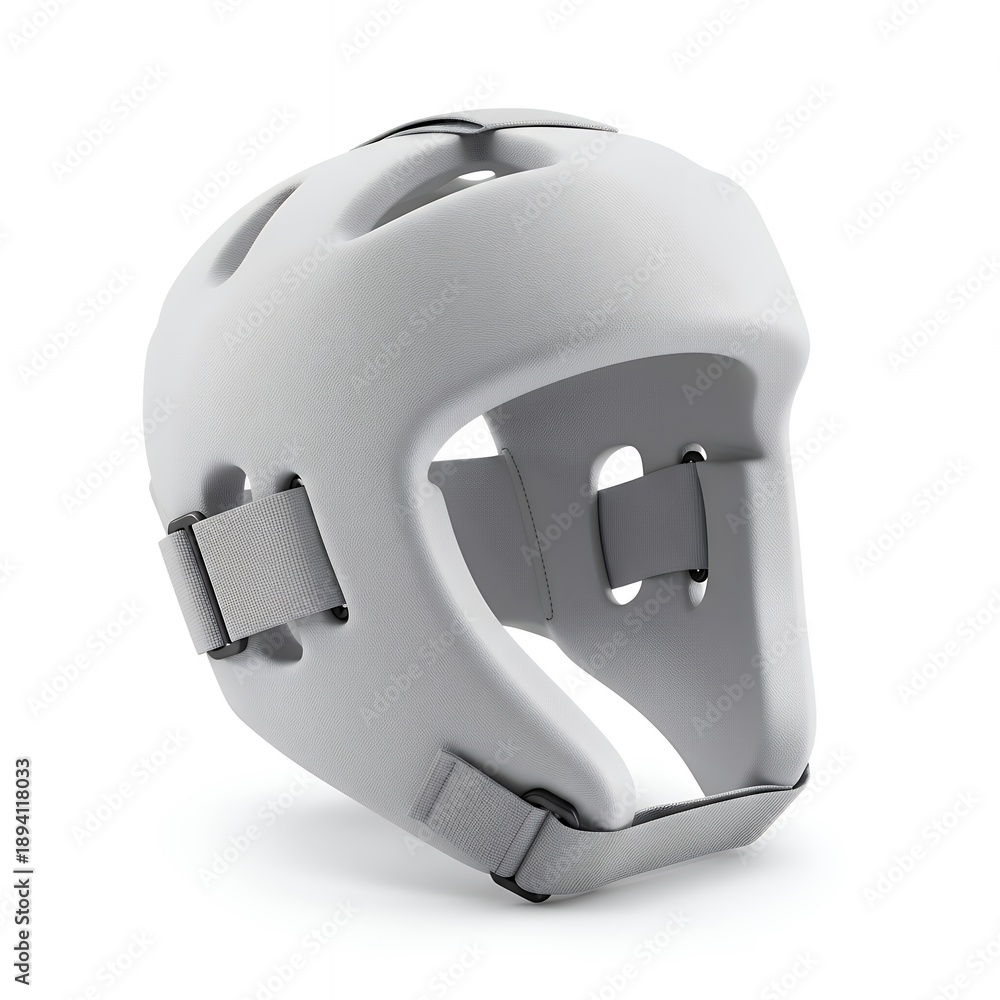 Fototapeta premium White Breathable Padded Safety Helmet with Buckle Strap for Pediatric and Medical Use, Soft Impact Resistant Head Guard for Seizure Protection