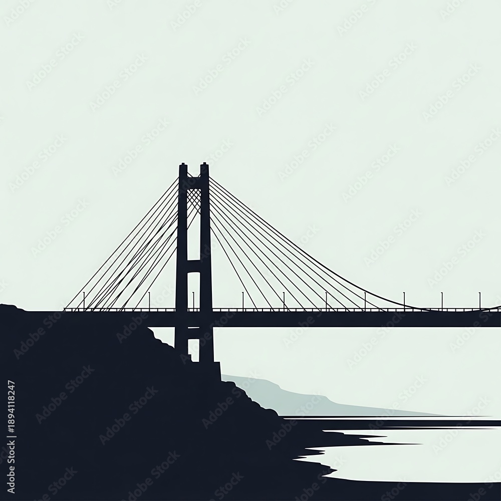 Obraz premium Silhouette of iconic suspension bridge.