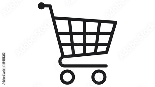 An empty shopping cart sits alone on a pristine white background, showcasing a clean, minimalist studio look.