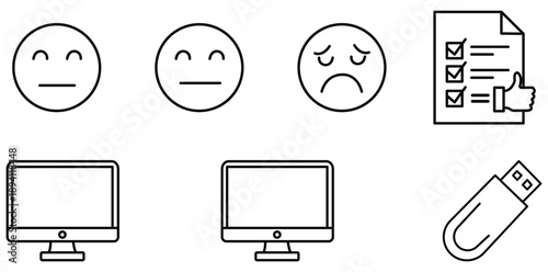 Digital Interface: A graphic collection of symbols conveys emotions, information and the digital age, perfect for tech-related projects. 