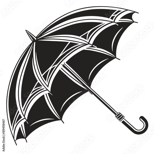 Vintage Umbrella Illustration in Black and White