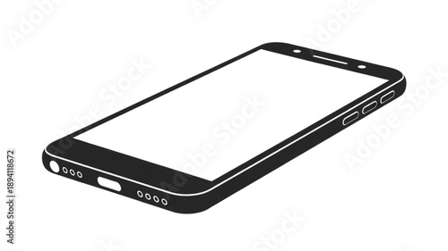 Modern smartphone with a blank screen displayed on a clean white background, designed to represent simplicity, versatility, and contemporary technology.
