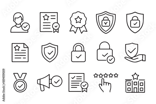 Trust and Quality Badge Icon Set for Business Security and Verification
