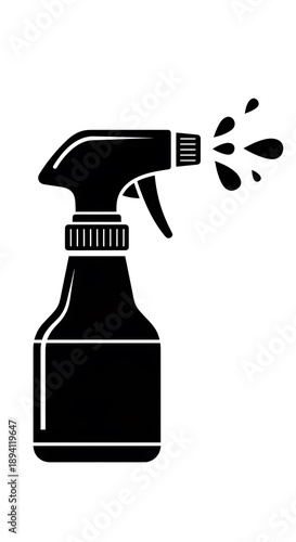 Black spray bottle icon on white.