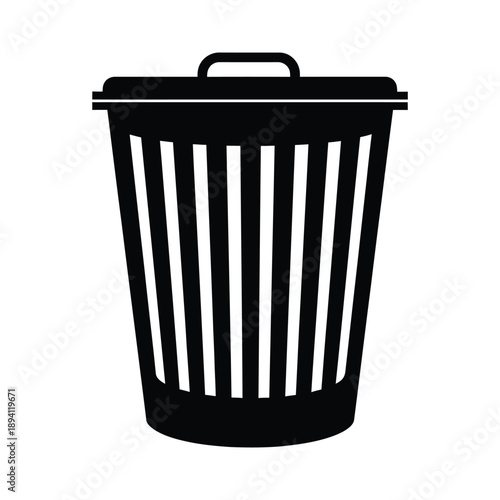 Black trash can with handle on lid