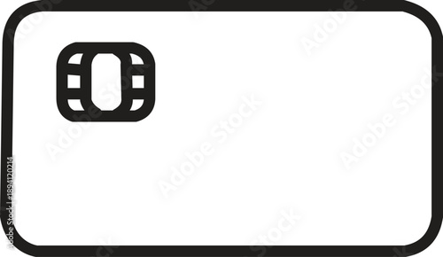 Credit Card Chip Icon on Rounded Rectangle in Black and White