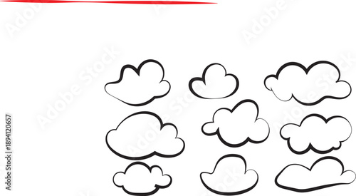 A collection of nine various cartoon cloud shapes