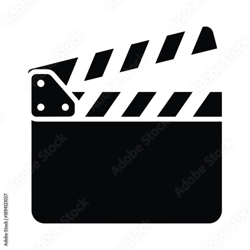 Film clapper board icon on white background