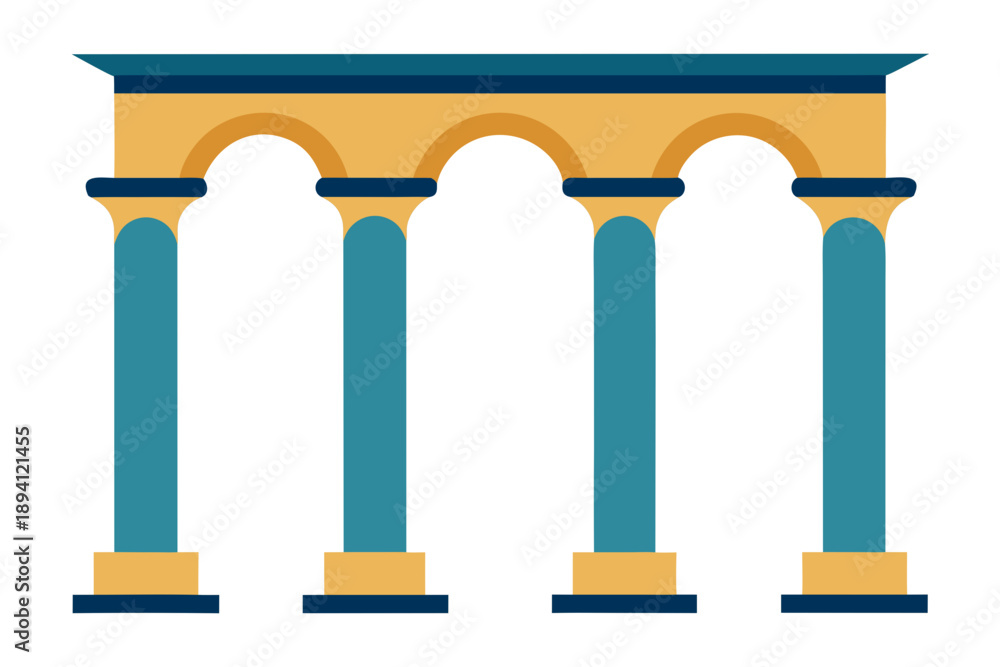 Fototapeta premium Historic Colonnade with Stone Pillars and Arches