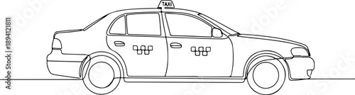 Simple line drawing of a taxi cab vehicle