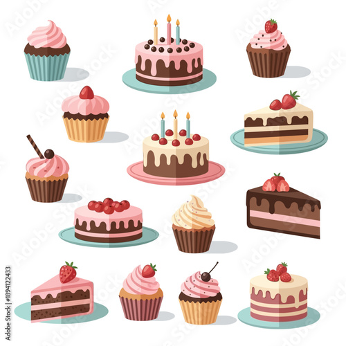 Sweet Treats: Assortment of Cakes, Cupcakes, and Slices