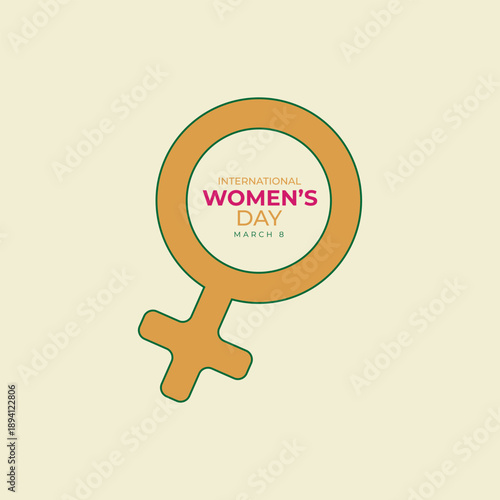 International Women’s Day Typography with Female Gender Symbol Vector	