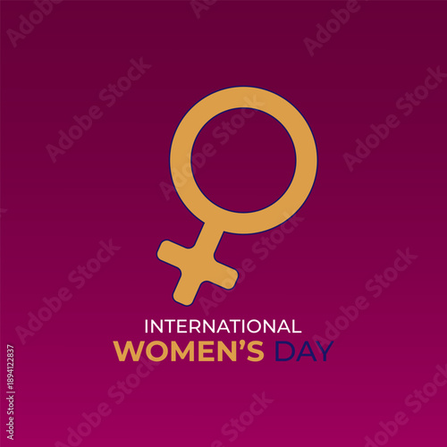 International Women’s Day Typography with Female Gender Symbol Vector	
