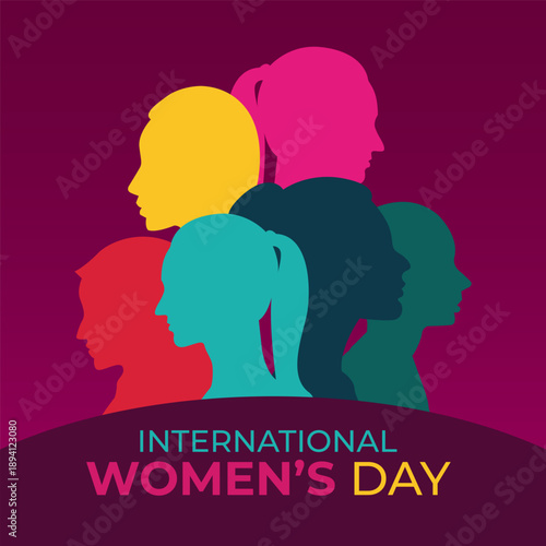 International Women’s Day Illustration with Female Silhouettes Flat Vector	