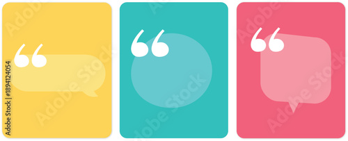 Colorful Quote Speech Bubble Vector Set Flat Minimal Design Background.