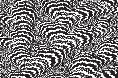 High-Contrast Psychedelic Moire Pattern with Wavy Optical Distortion and Marbled Grain