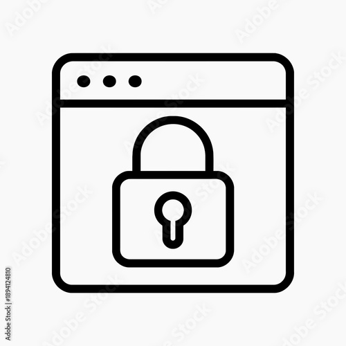 Secure website browser window with padlock icon for data protection and privacy