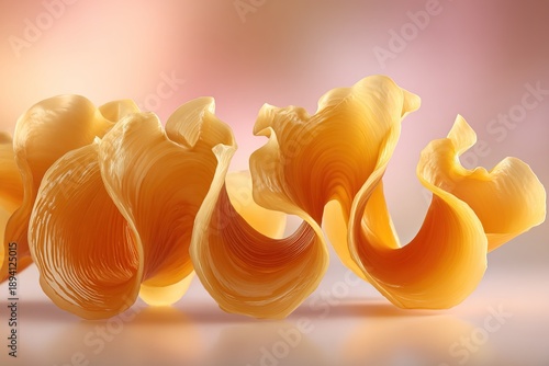 Curved shapes made from orange material in front of a soft background
