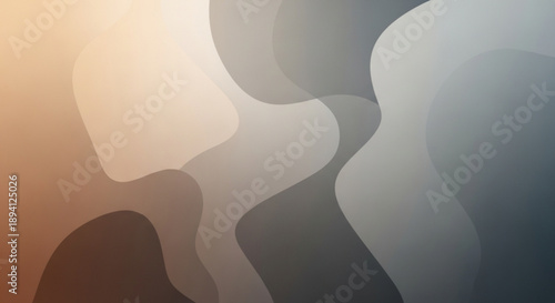 Abstract gradient background with wavy shapes in shades of gray brown and beige