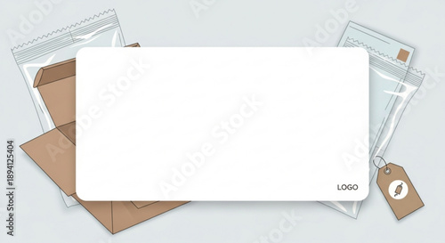 Blank label card with packaging materials for product branding