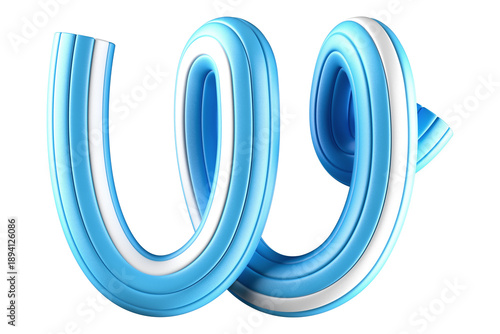 Intertwined monoline 3D letter W. High quality 3D rendering creative graphic resource for advertising