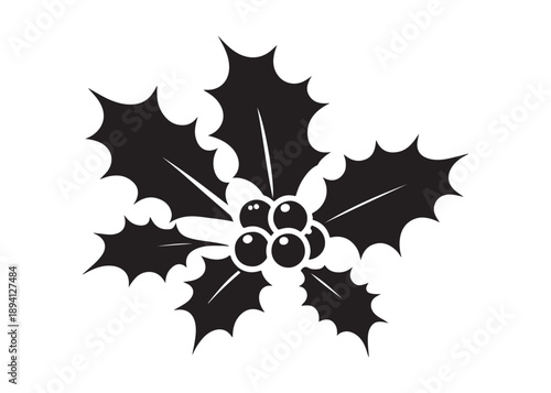 holly leaves logo silhouette vector, christmas holly leaves logo silhouette illustration, holly leaf logo silhouettes vector, holly leaves and berries logo vector silhouette on white background