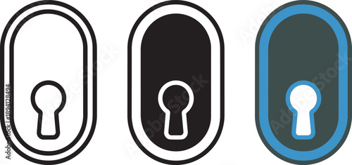 Keyhole icon set representing security privacy and access control concepts for web interfaces