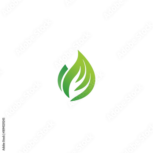 Modern green leaf logo symbolizing growth and harmony