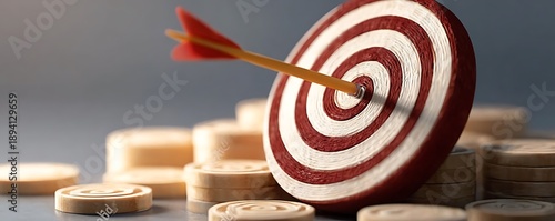 target and arrow represent setting a clear goal, achieving success and achievement through actionable steps, effective strategy, steady progress, focused aim, strong motivation, and clear direction.