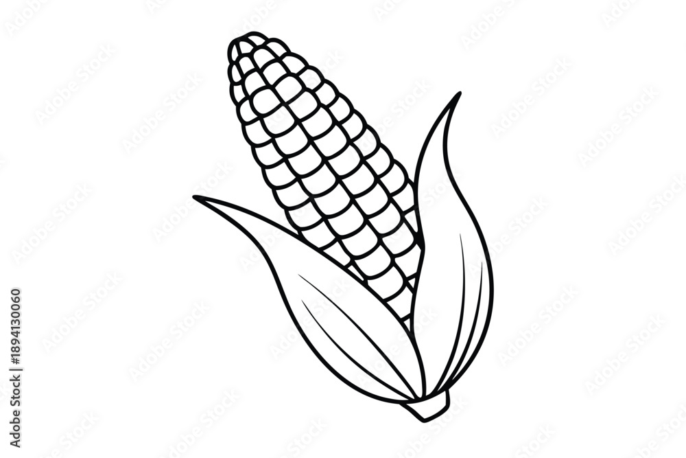 Fototapeta premium corn silhouette line art vector illustration with a white background
