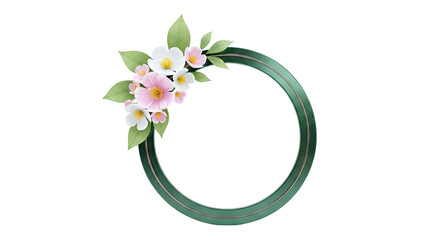 Floral Wreath Frame with Pink and White Flowers