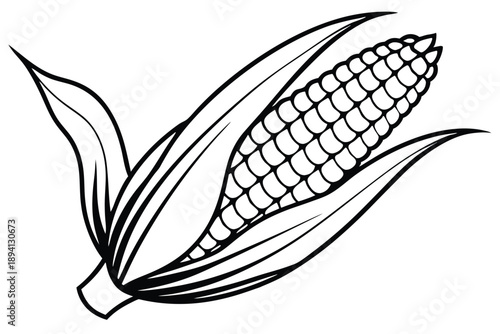 corn silhouette line art vector illustration with a white background