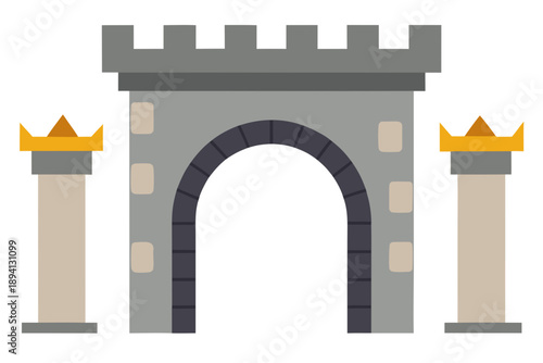 Realistic Castle Archway Supported by Stone Pillars