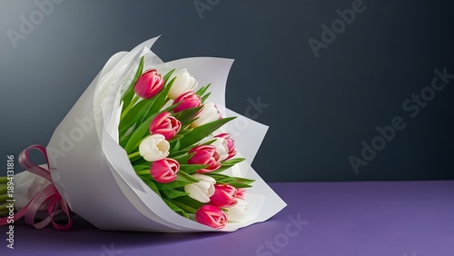 Celebrating women's day with beautiful tulips bouquet for her