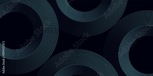 Blue abstract background with glowing circles. Swirl circular lines pattern. Geometric spiral. Twirl element. Modern graphic design.