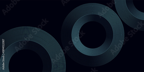 Blue abstract background with glowing circles. Swirl circular lines pattern. Geometric spiral. Twirl element. Modern graphic design.