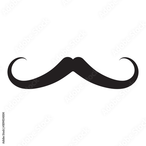 Vintage curled mustache silhouette for classic style and humor design
