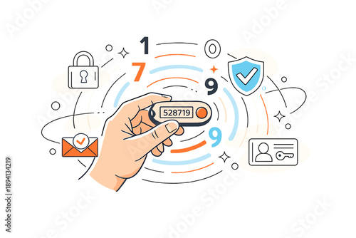Image Generation. Secure authentication devices and tokens. Human hand holding a small security token,