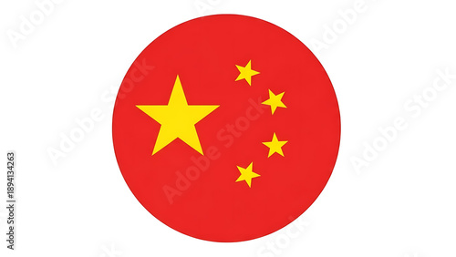 Chinese flag emblem with yellow stars on red circle symbol