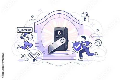 Futuristic Cold Wallet Design. Cold wallet devices on neutral backgrounds. Central hardware wallet encased in