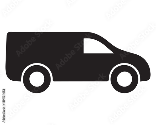 Van icon in silhouette style for branding and interface design