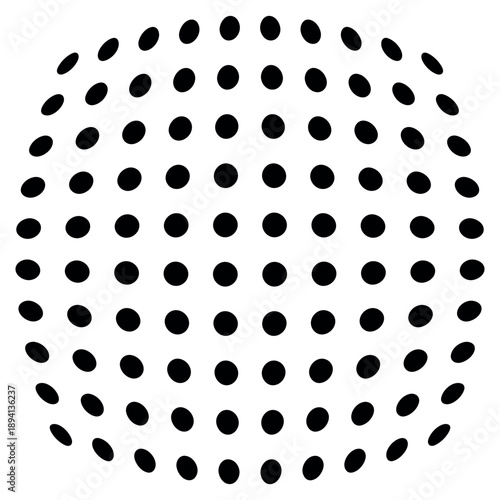 Optical bloating sphere formed by black dots in grid layout