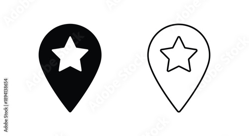 Two star location markers one filled and one outlined silhouette