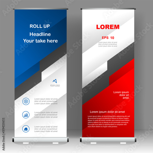 Business Roll up banner modern template design, for brochure, business, flyer, infographics. modern x-banner and flag-banner advertising. vector illustration