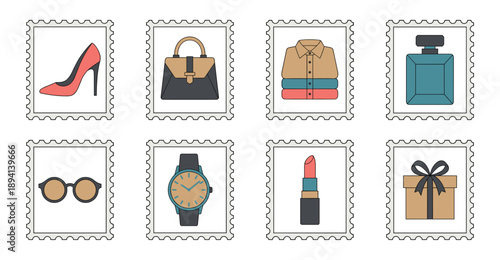 Minimalist Fashion and Lifestyle Postage Stamp Collection for Retail and Personal Branding